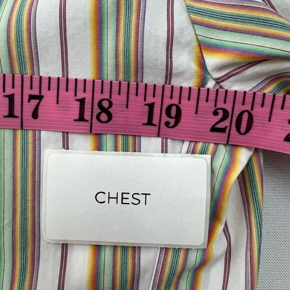 Men's Thomas Pink Striped Long Sleeve French Cuff Dress Shirt 16 1/2 /42 cm - Picture 6 of 9